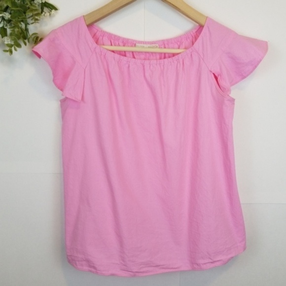Zara Other - Zara Girls Pink Ruffle Sleeve Split Back Top